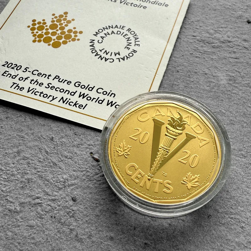 2020 Canada Victory Nickel 1 oz Gold Coin - End of Second world War Victory