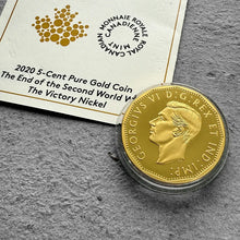 Load image into Gallery viewer, 2020 Canada Victory Nickel 1 oz Gold Coin - End of Second world War Victory
