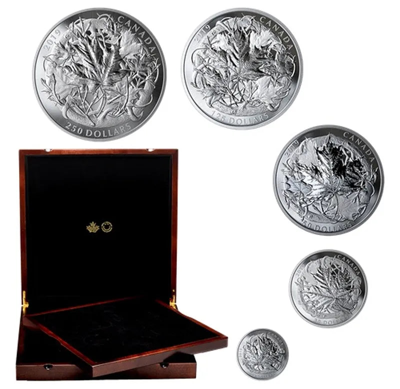 2020 The Canadian Maple Masters Collection5 coin set Canada $250 Kilo Silver Coin Mintage 250 sets