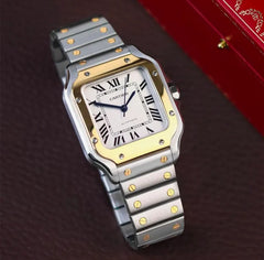 2021 35mm Cartier Santos Medium 4075 W2SA0016 Box Papers +Leather band