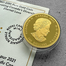Load image into Gallery viewer, 2021 Canada $200 Celebrating Diversity and Love– Pure Gold Coin with AAA
