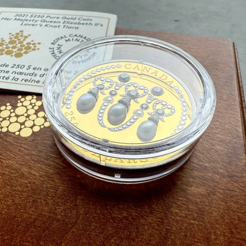 2021 Canada $250 Her Majesty Queen Elizabeth - Lover's Knot Tiara Pearl Diamond