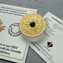 Load image into Gallery viewer, 2022 Canada $200 Celebrating Canada&#39;s Diversity 1oz Gold Coin - With Sapphire
