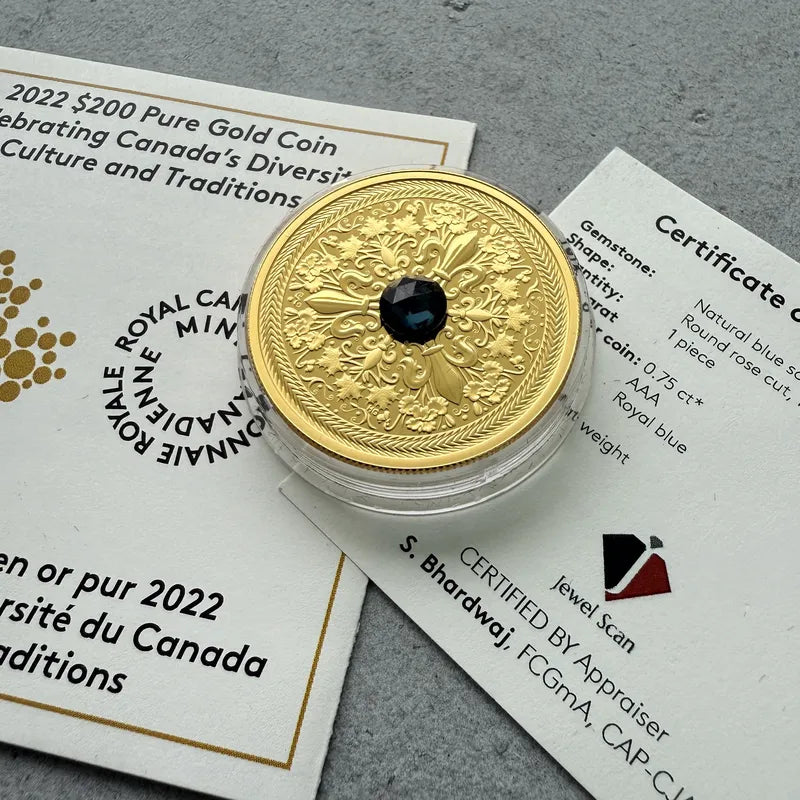 2022 Canada $200 Celebrating Canada's Diversity 1oz Gold Coin - With Sapphire