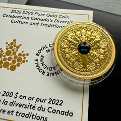 2022 Canada $200 Celebrating Diversity Pure Gold Coin with AAA Sapphire