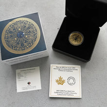 Load image into Gallery viewer, 2022 Canada $200 Celebrating Diversity Pure Gold Coin with AAA Sapphire
