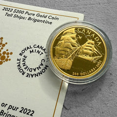 2022 $200 Pure Gold Tall Ships Queen Elizabeth Canada Coin - Brigantine