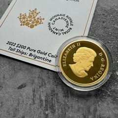 2022 $200 Pure Gold Tall Ships Queen Elizabeth Canada Coin - Brigantine