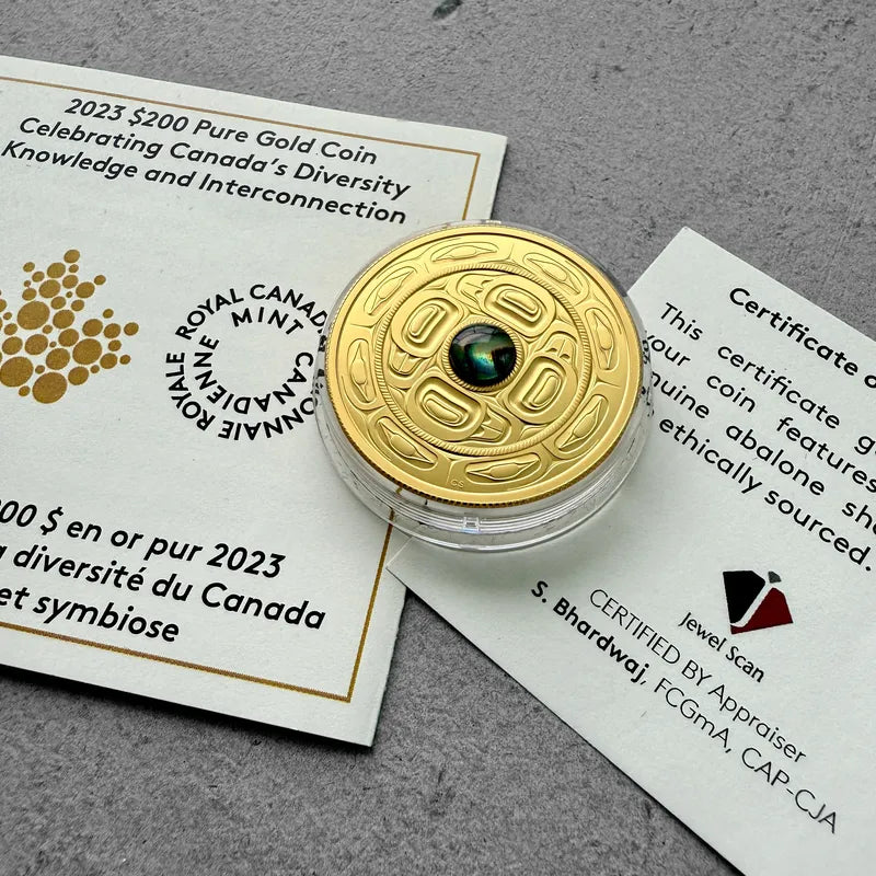 2023 Canada $200 Celebrating Knowledge 1oz Gold Coin With Abalone Shell