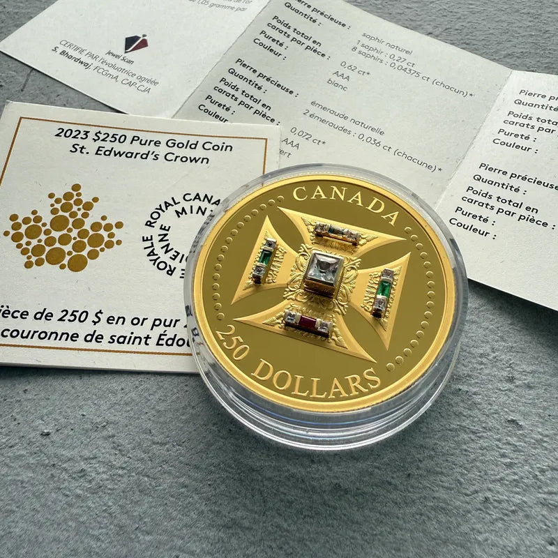 2023 Canada $250 St Edward's Crowns Set Sapphires Emeralds, Ruby and Aquamarine