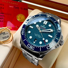 2024 Omega Seamaster 21030422030001 Stainless Steel - Box Papers - Blue Dial