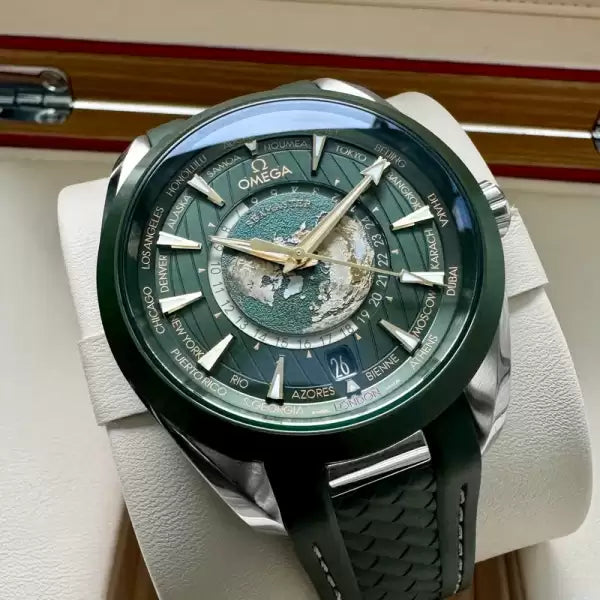 2024 Omega Worldtimer Aqua Terra 22032432210001 Box Papers - Green Dial