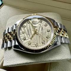 2024 Rolex 36mm Datejust 126233 - Box + Papers - Diamond Golden Palm Dial Motif