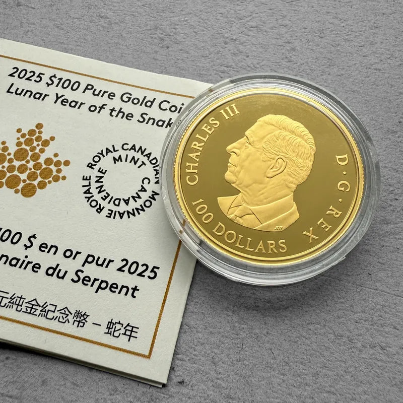 2025 $100 Pure Gold Year of the Snake Queen Elizabeth Canada Gold Coin