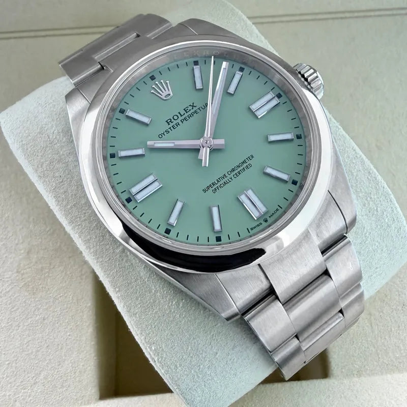 2026 Rolex 41mm Oyster Perpetual 134300 Box Papers- Pistachio Dial