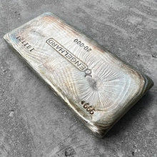 Load image into Gallery viewer, 20 oz .999 Silver Engelhard Poured bar - Pretty Pour lines + Patina
