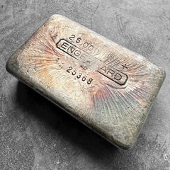 25 oz .999 Silver Engelhard Poured bar - Pretty Pour lines + Patina