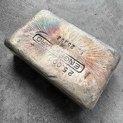 25 oz .999 Silver Engelhard Poured bar - Pretty Pour lines + Patina