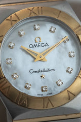 27mm Omega 18k Gold Constellation 123.20.27.60.55.003 Mother Pearl Diamond Dial