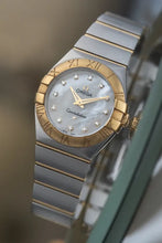 Load image into Gallery viewer, 27mm Omega 18k Gold Constellation 123.20.27.60.55.003 Mother Pearl Diamond Dial
