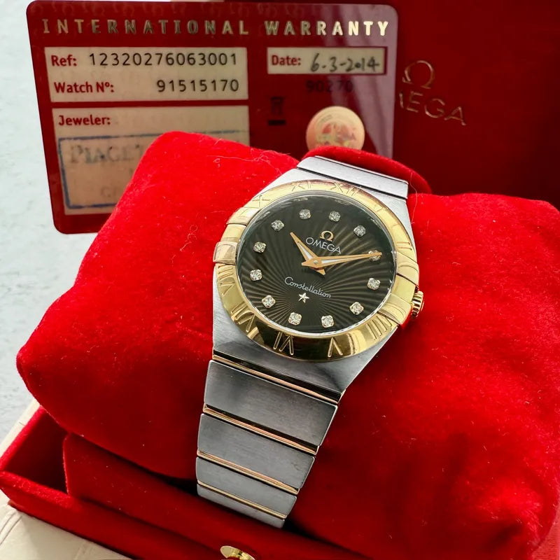 27mm Omega Constellation Chocolate Diamond Dial 12320276063001  Box + papers