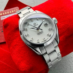 30mm Omega Aqua Terra Steel Mother Pearl Diamond Dial 23110306155001 Box+ papers