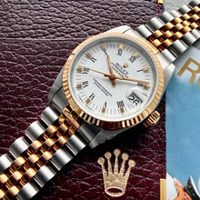Load image into Gallery viewer, 31mm 1991 Rolex Datejust White Roman Numeral Dial 68273 Jubilee Box + Booklets
