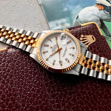 Load image into Gallery viewer, 31mm 1991 Rolex Datejust White Roman Numeral Dial 68273 Jubilee Box + Booklets
