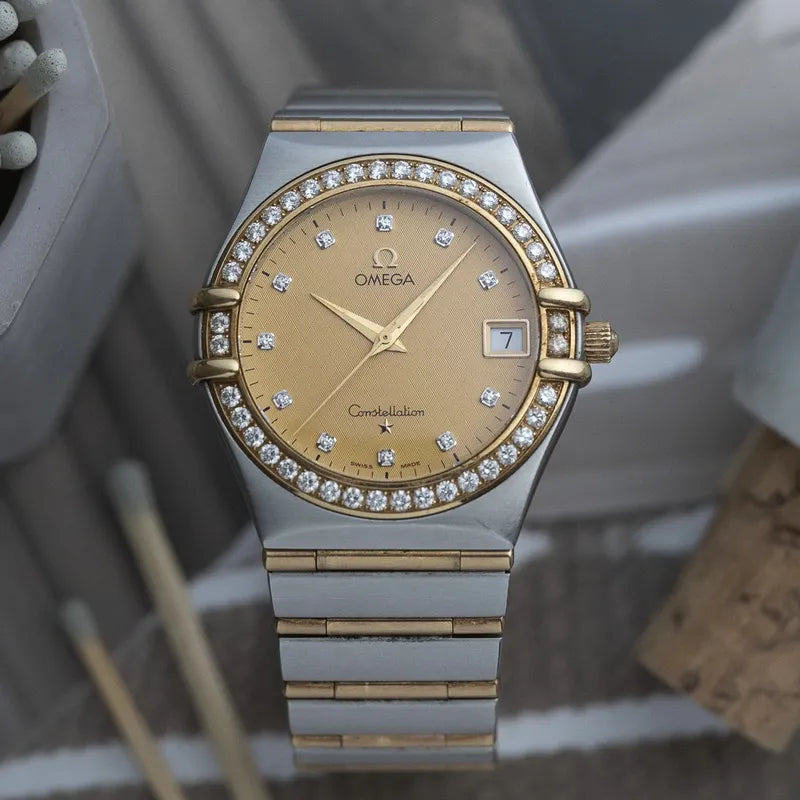 33.5 Mens Omega Constellation 1217.15.00 -Factory diamond bezel and Diamond Dial