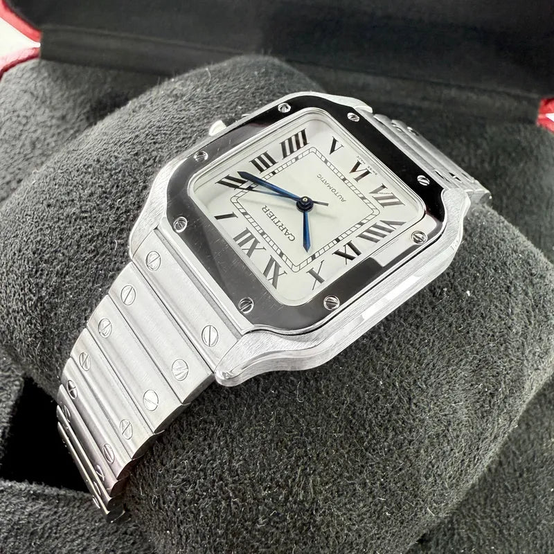 35mm Cartier Santos Medium 4075 Stainless WSSA0029 Box Papers + Original Receipt