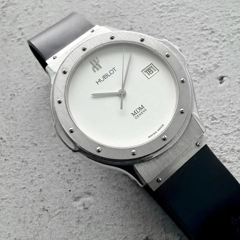 36mm Hublot Classic MDM 1521 + Stainless Steel - Crisp white dial