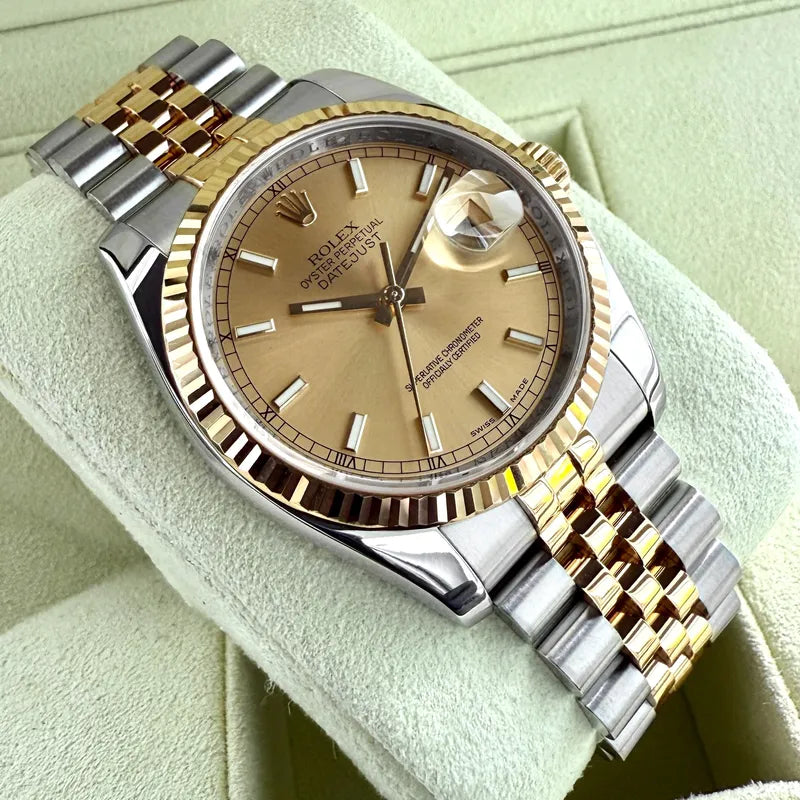 36mm Rolex 116233 Datejust Gold Dial Jubilee Box