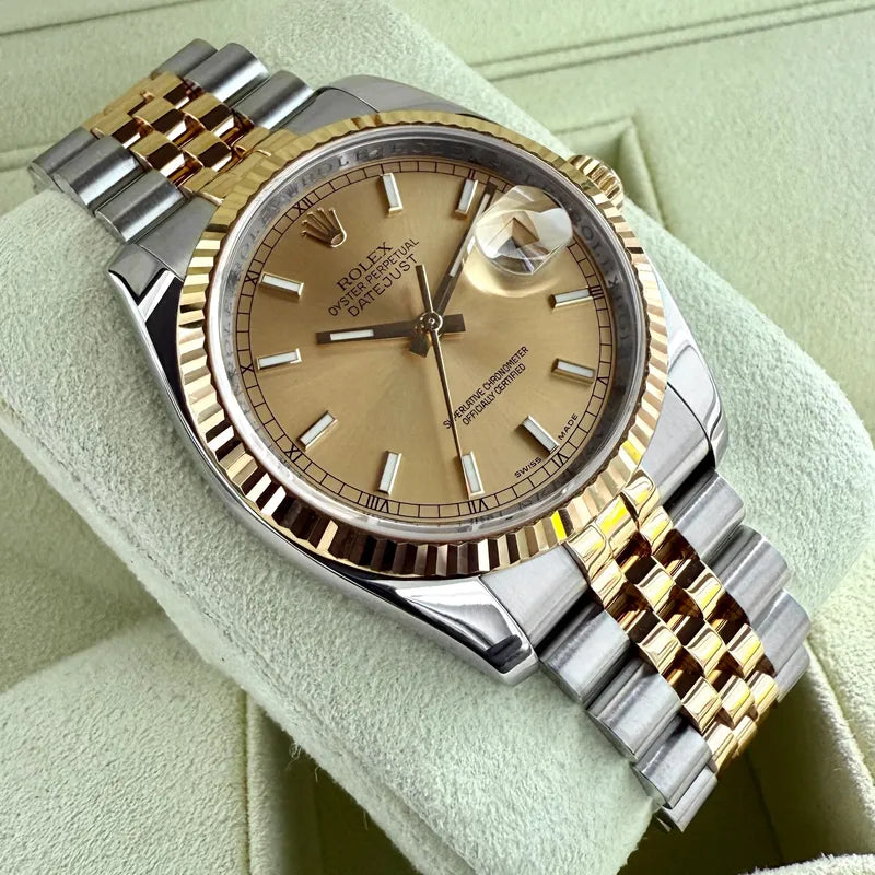 36mm Rolex 116233 Datejust Gold Dial Jubilee Box + Papers