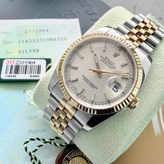 36mm Rolex 116233 Datejust Silver Dial Jubilee Box Papers + caseback sticker!