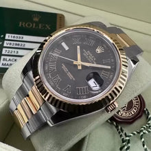 Load image into Gallery viewer, 41mm Rolex Datejust 116333 Two Tone Slate Grey Black Roman Numeral Box /+Papers

