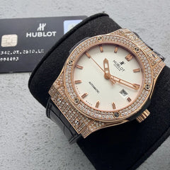 42mm 18k Rose Gold Hublot 342.0x.2610.lr - Box Papers - Diamond Bezel and Lugs!