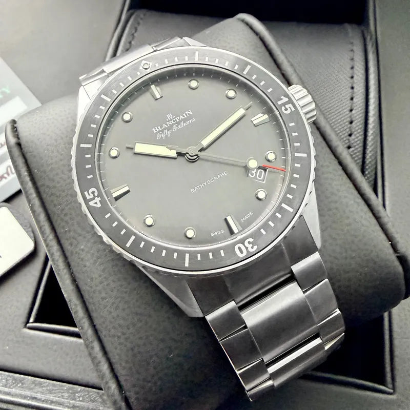 43mm Blancpain Fifty Fathoms Bathyscaphe Titanium 5000-1210-98S - Box Papers
