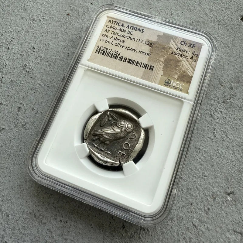 440 - 404 BC Attica Athens Owl Tetradrachm NGC CH XF Ancient Silver -Bold Strike