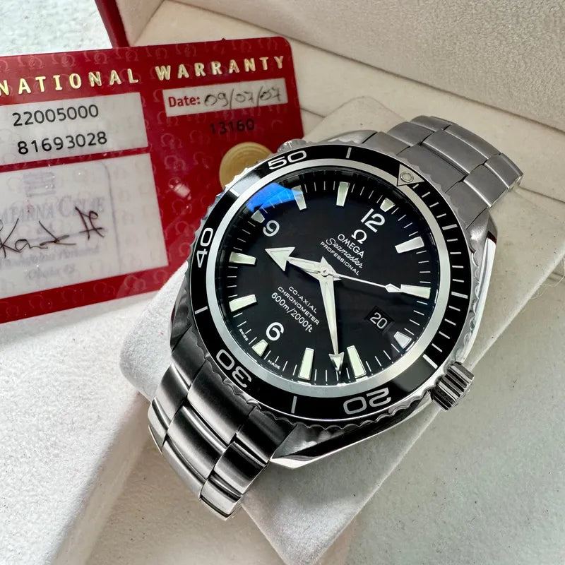 45.5mm Omega Seamaster Planet Ocean Stainless 22005000 - Box Papers Serviced