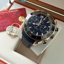 Load image into Gallery viewer, 45mm 18k Rose Gold Omega Seamaster Planet Ocean Chrono 21563465101001 Box Papers
