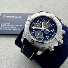 Load image into Gallery viewer, 45mm Breitling GMT Avenger Black dial A24315 - Box Papers - Warranty to 2028

