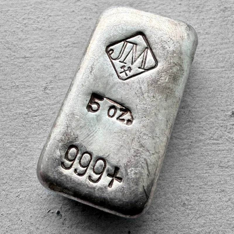 5 oz Johnson Matthey .999 Silver Poured bar
