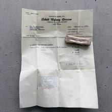 Load image into Gallery viewer, 5.3oz Cobalt Mining Refinery .999 Silver Poured bar - 1970 Original Receipt&nbsp;

