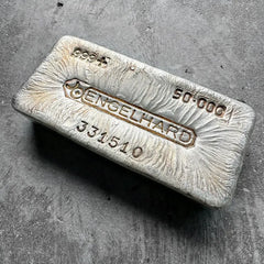 50 oz Engelhard .999 Silver Poured bar - Light Toning and incredible pour lines
