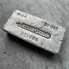 50 oz Engelhard .999 Silver Poured bar - Nice Condition!