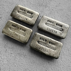 5 oz Engelhard .999 Silver Poured bar - 4 Consecutive!