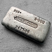 Load image into Gallery viewer, 5 oz Engelhard .999 Silver Poured bar - Nice pour lines
