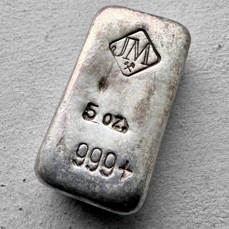 5 oz Johnson Matthey .999 Silver Poured bar