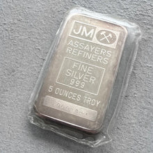 Load image into Gallery viewer, 5 oz Johnson Matthey .999 Silver Sealed bar - Low Serial 000889
