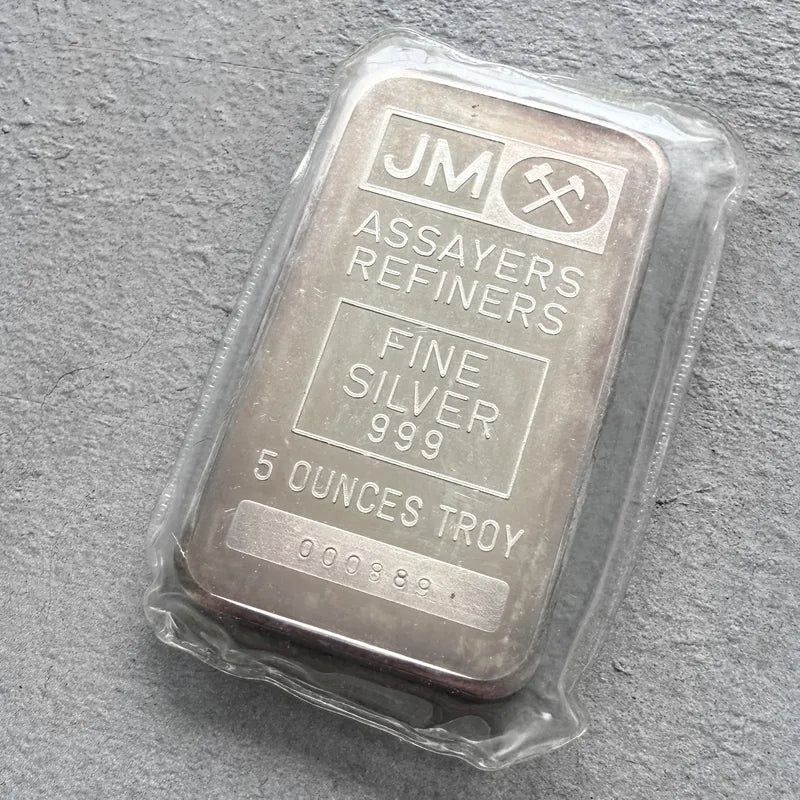 5 oz Johnson Matthey .999 Silver Sealed bar - Low Serial 000889